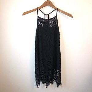 No Boundaries Lace Overlay Tank Top Black Size XS